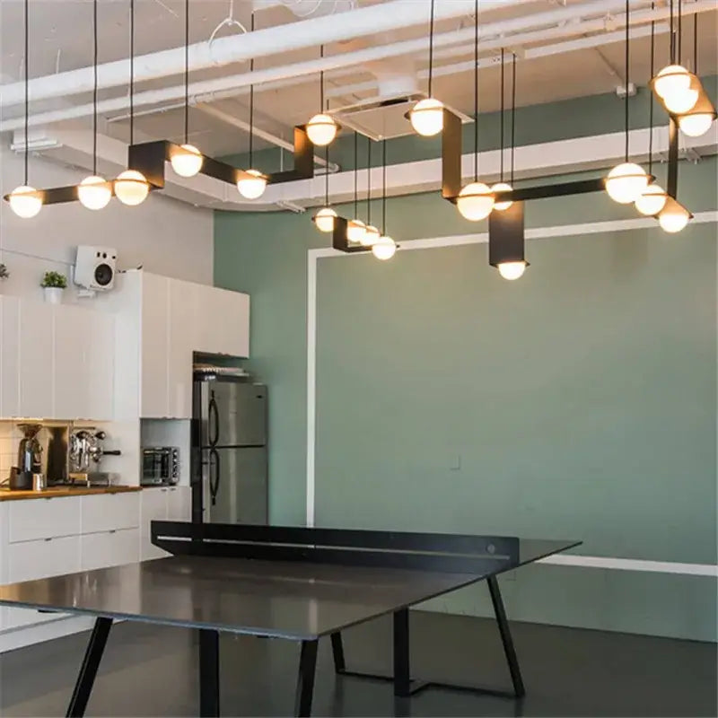 Black Geometric Glass Chandelier