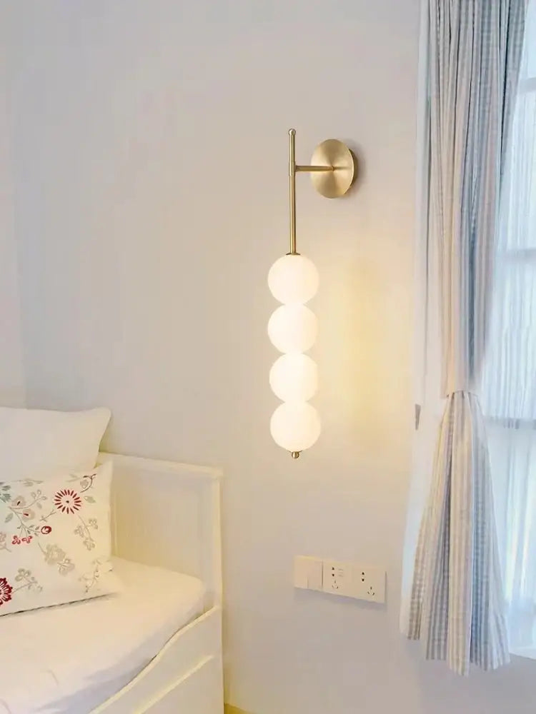 Gold Glass 4-Head Living Room Wall Sconce