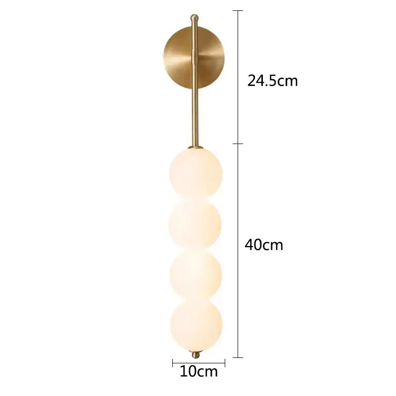 Gold Glass 4-Head Living Room Wall Sconce