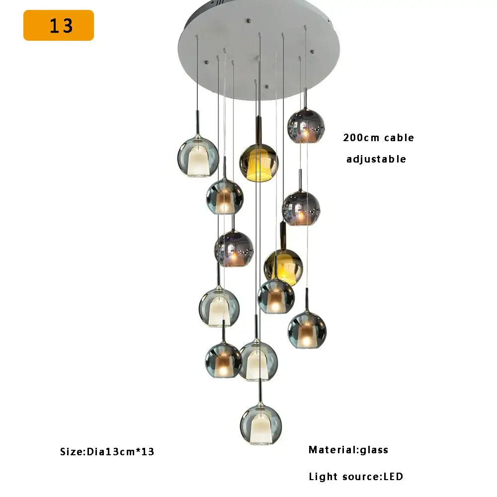 Chrome Glass Pendant Light for Kitchen Island