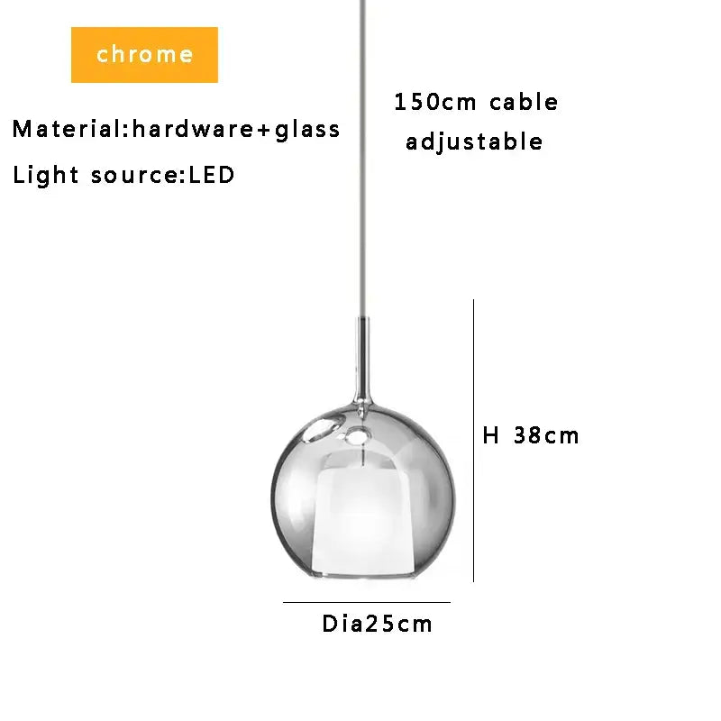 Chrome Glass Pendant Light for Kitchen Island