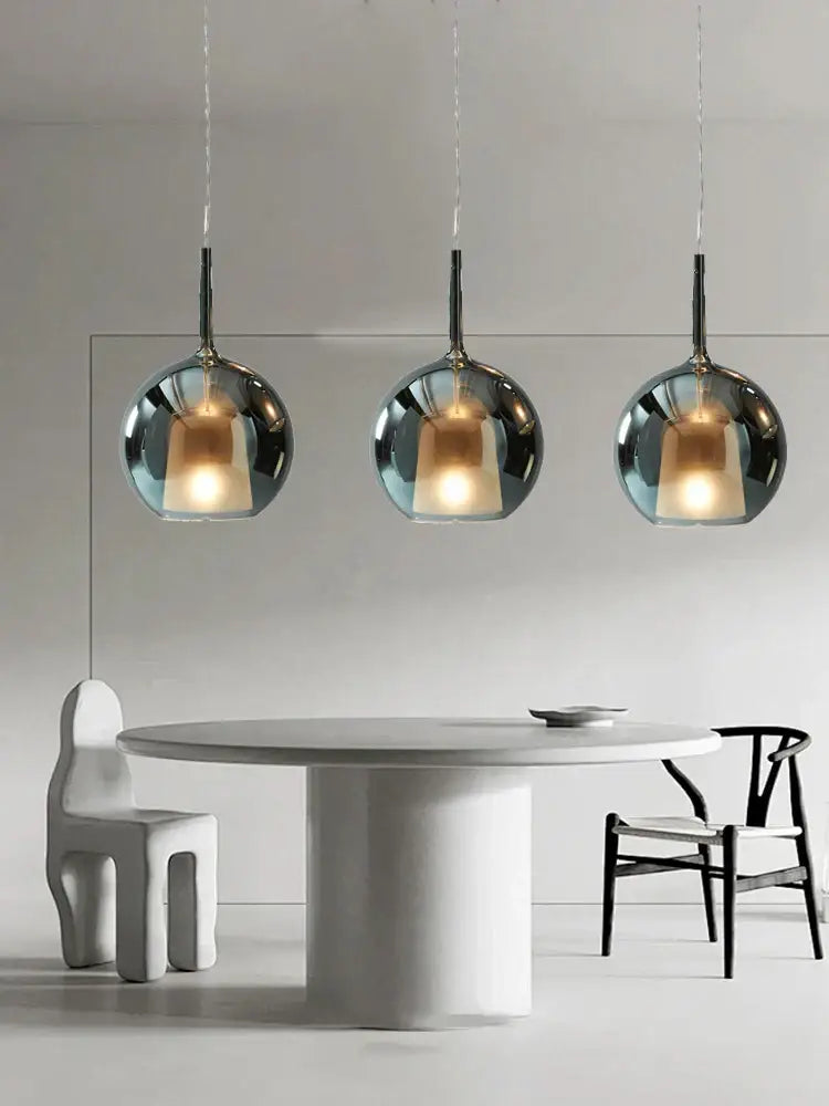 Chrome Glass Pendant Light for Kitchen Island