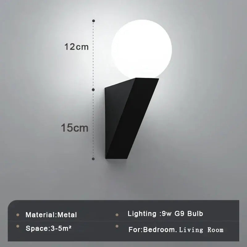 Black Glass Bedroom Wall Sconce