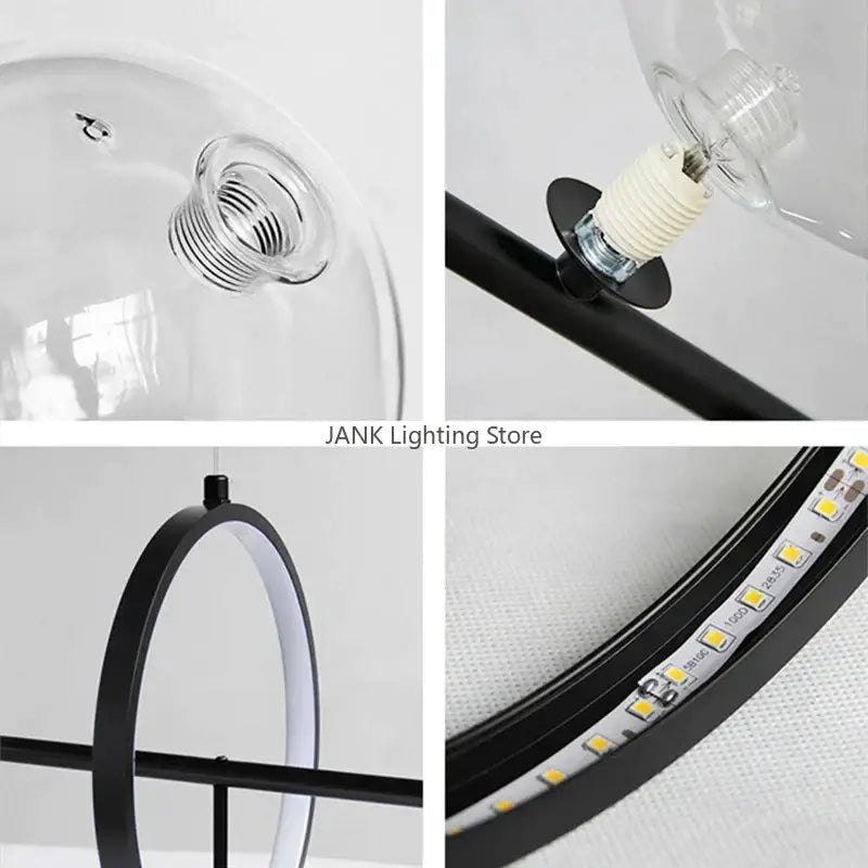 Black Glass Bubble Chandelier with Adjustable Height
