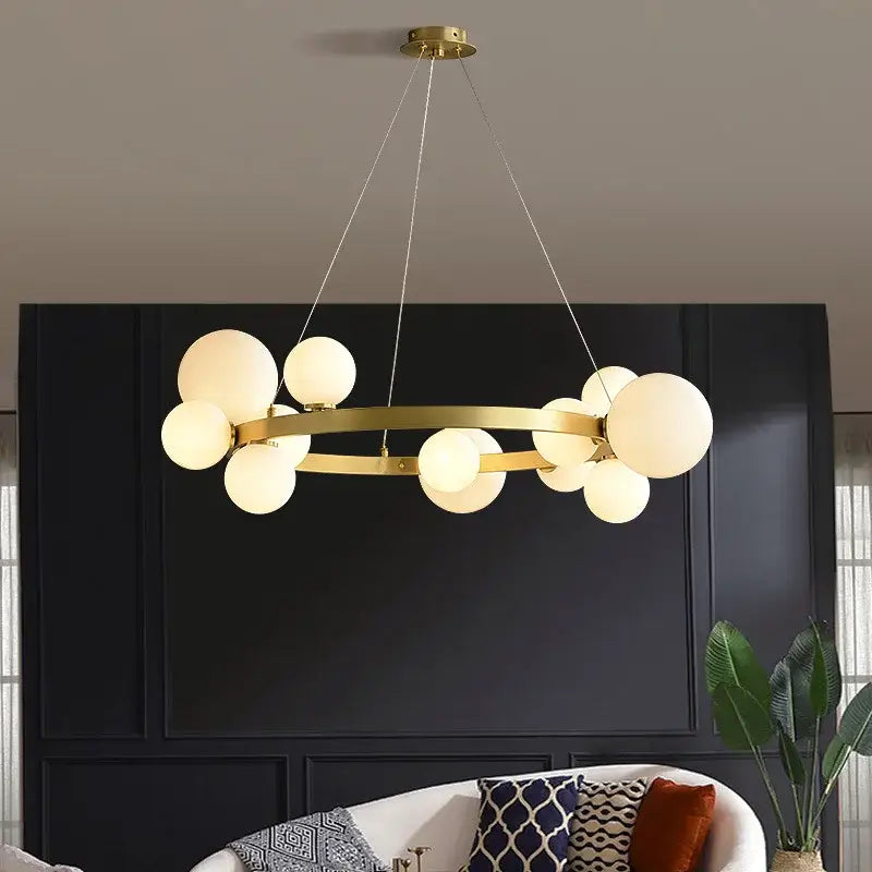 Black Glass Bubble Pendant with Nine LED Bulbs