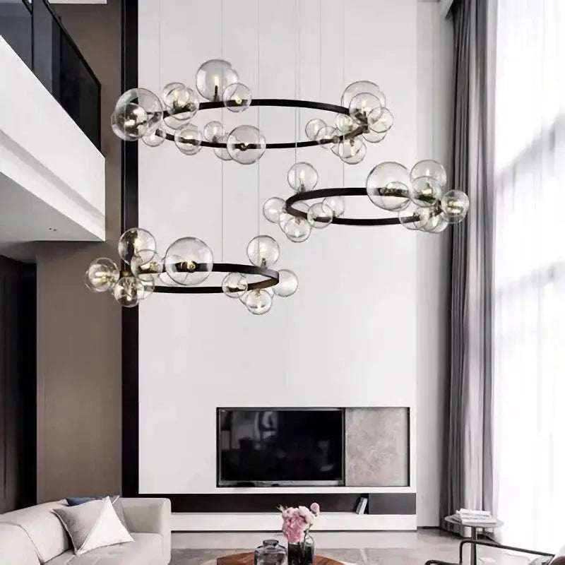 Black Glass Ring Chandelier