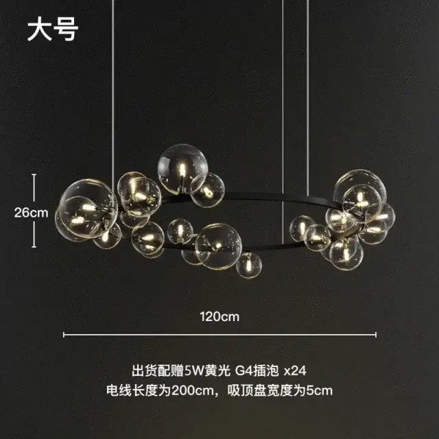 Black Glass Ring Chandelier