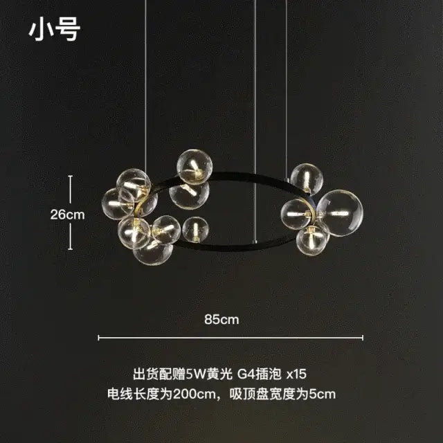 Black Glass Ring Chandelier