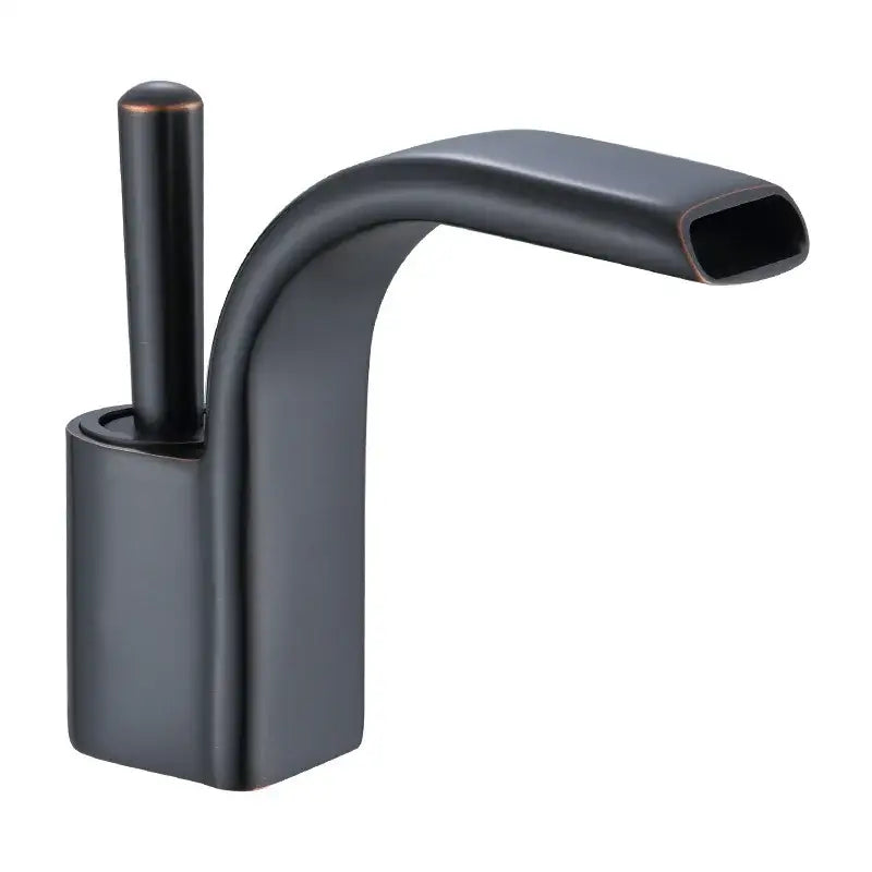 Black Brass Waterfall Faucet Chrome Deck-Mounted