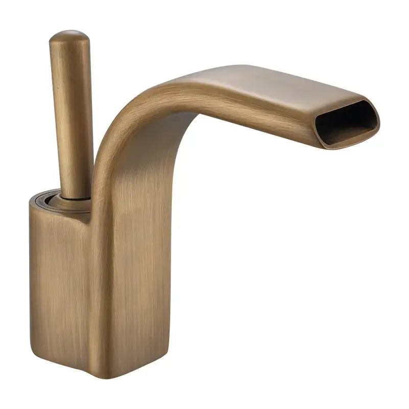 Black Brass Waterfall Faucet Chrome Deck-Mounted