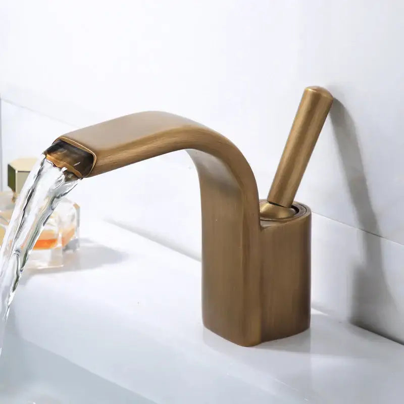 Black Brass Waterfall Faucet Chrome Deck-Mounted