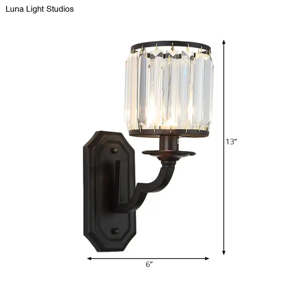 Black Gold Crystal Sconce Clear Shade Glow