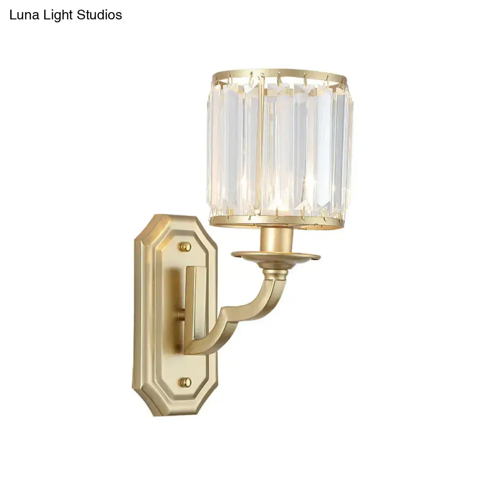 Black Gold Crystal Sconce Clear Shade Glow