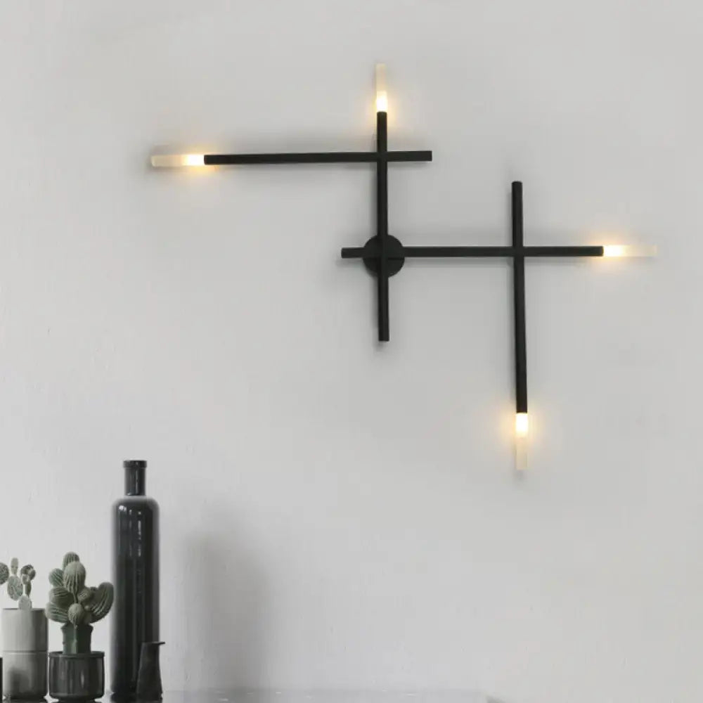 Black Gold Lines Wall Light