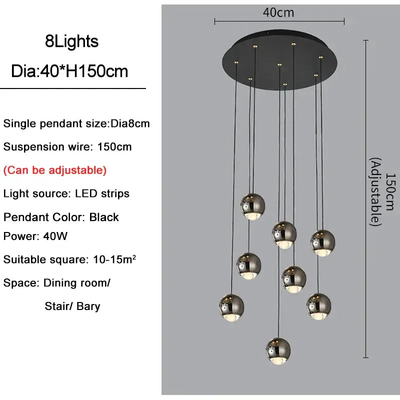 Black Gold Crystal Pendant with Dimmable Light