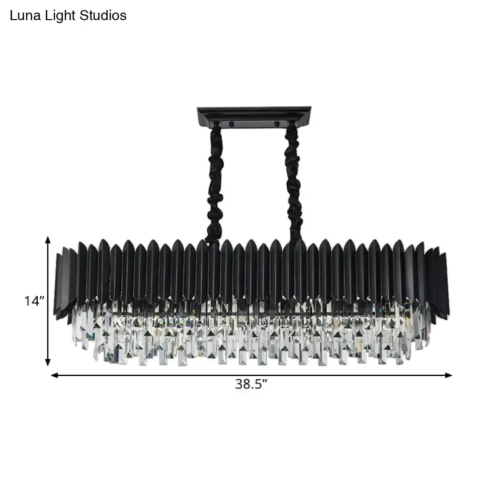 Black Gold Crystal Rectangular Chandelier