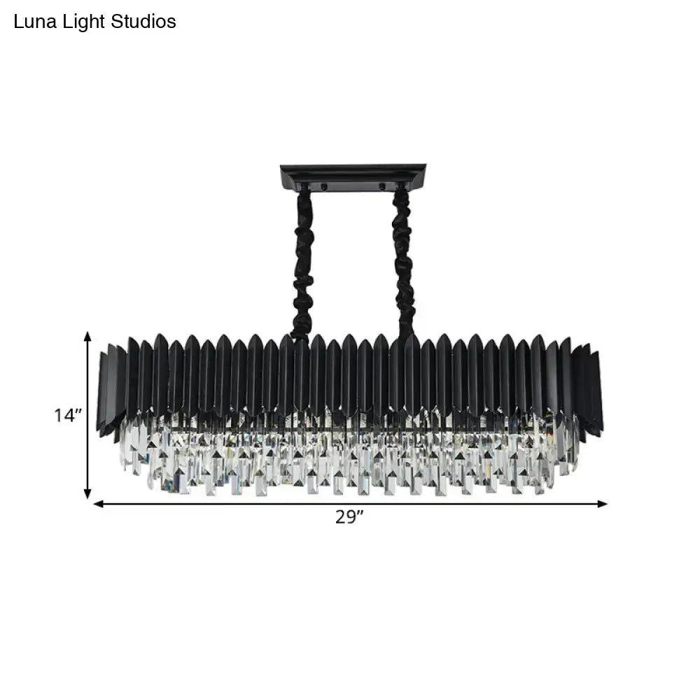 Black Gold Crystal Rectangular Chandelier