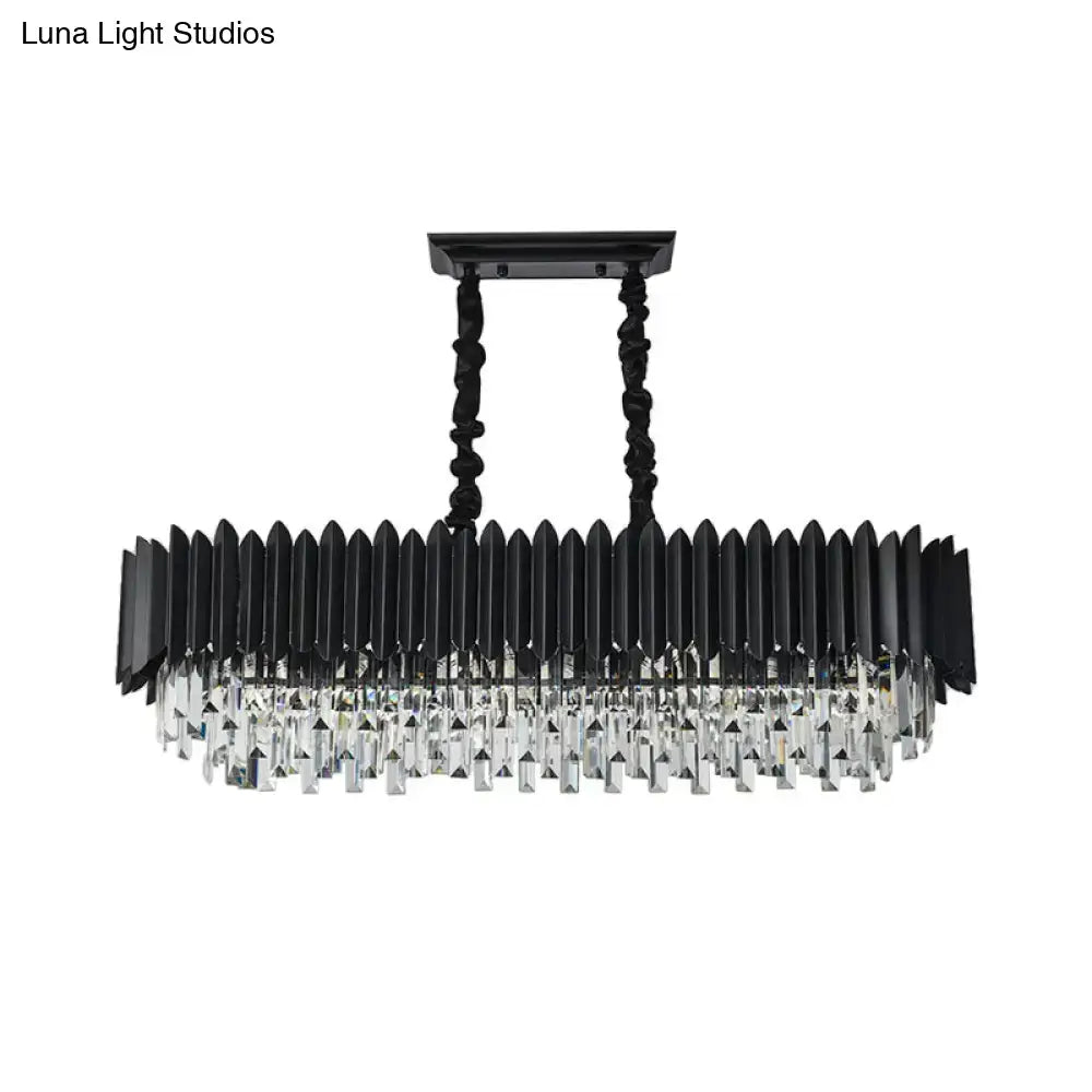 Black Gold Crystal Rectangular Chandelier