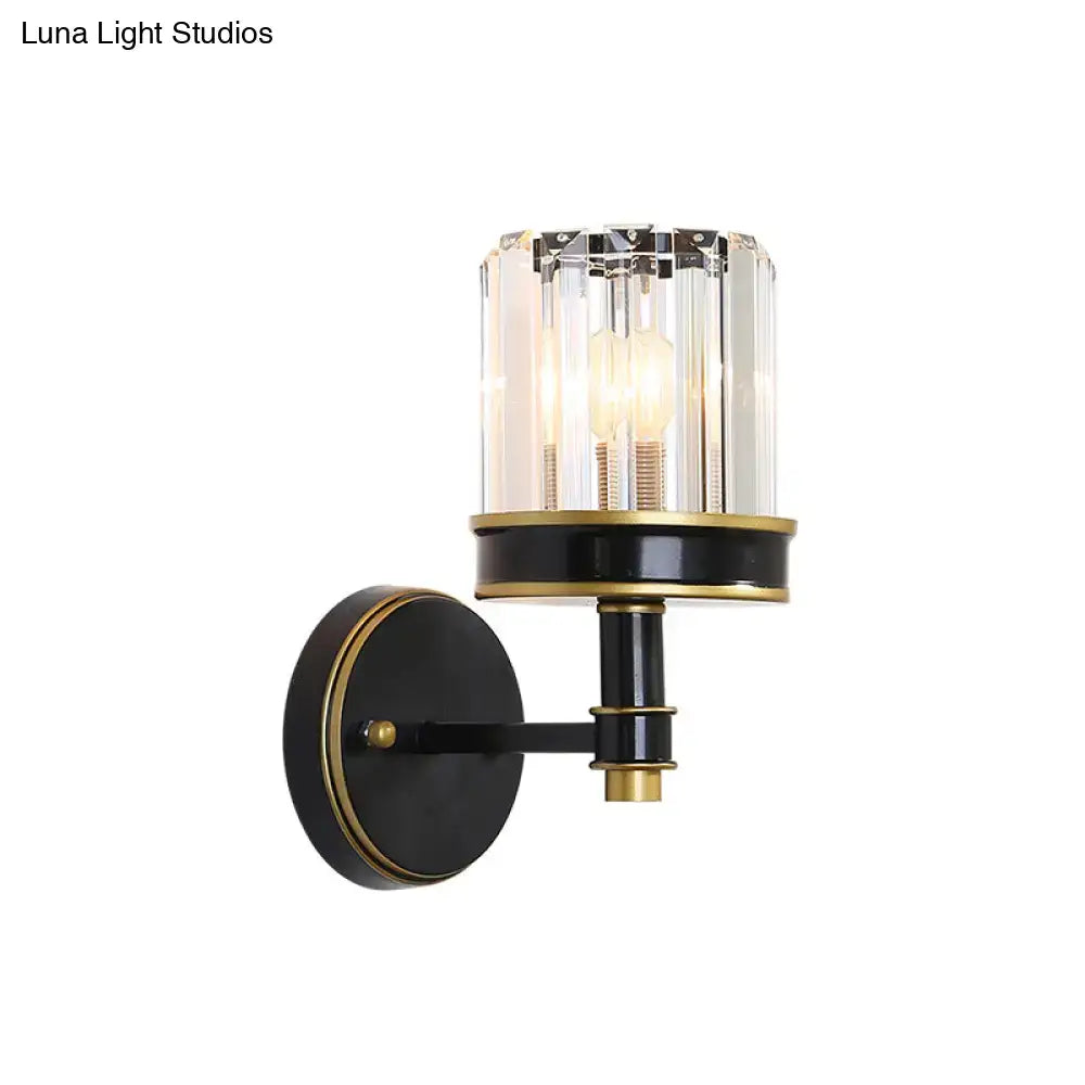 Black Crystal Wall Sconce Compact Narrow