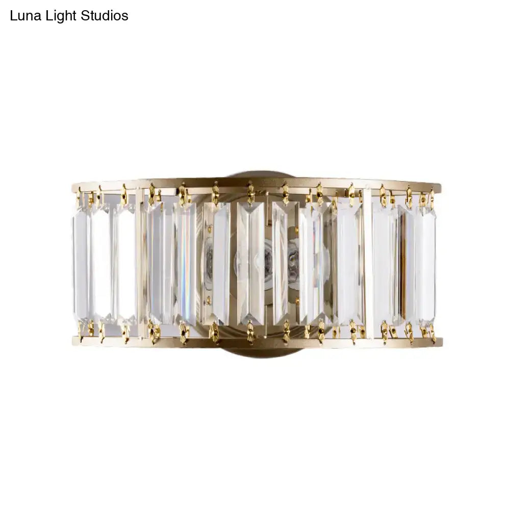 Gold Crystal Half-Cylinder Sconce Black Gold