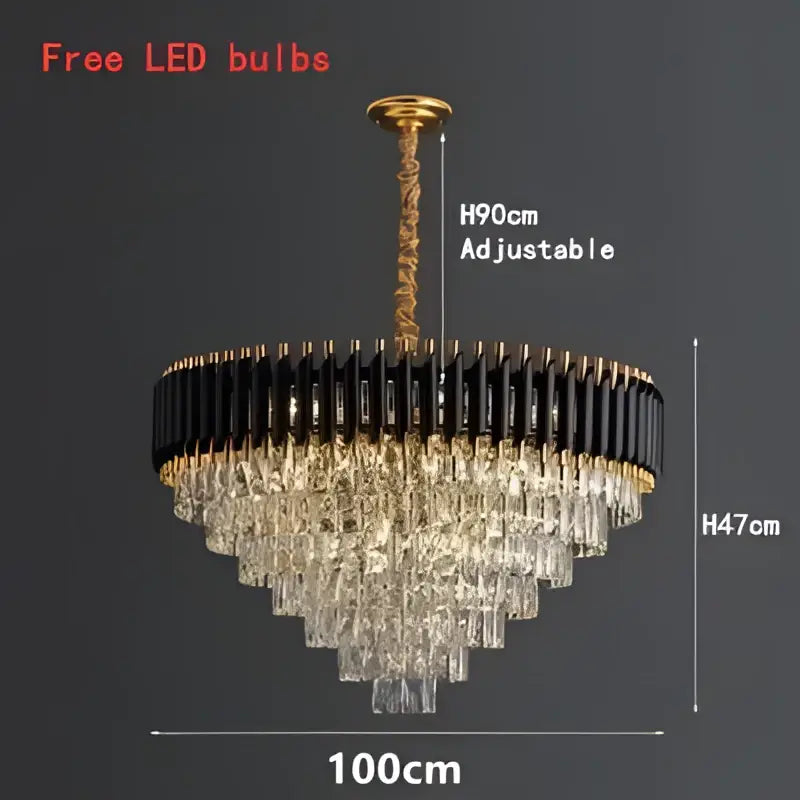 Gold Crystal Adjustable Height Dining Room Pendant Chandelier
