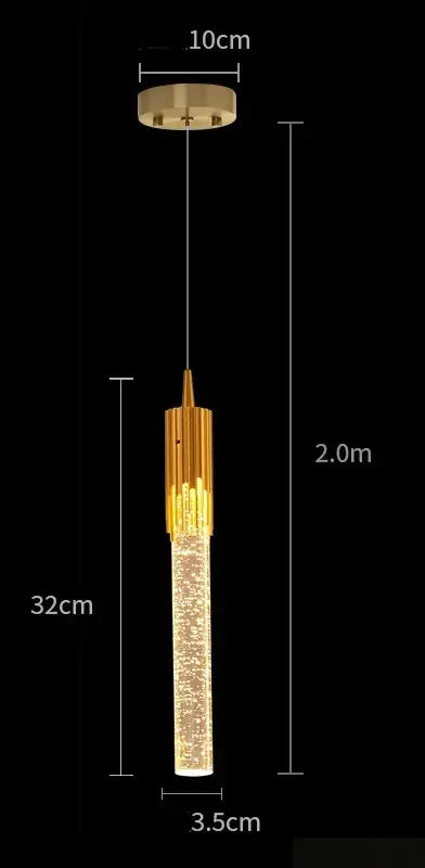 Gold Crystal 2-Head Dining Room Pendant Lamp