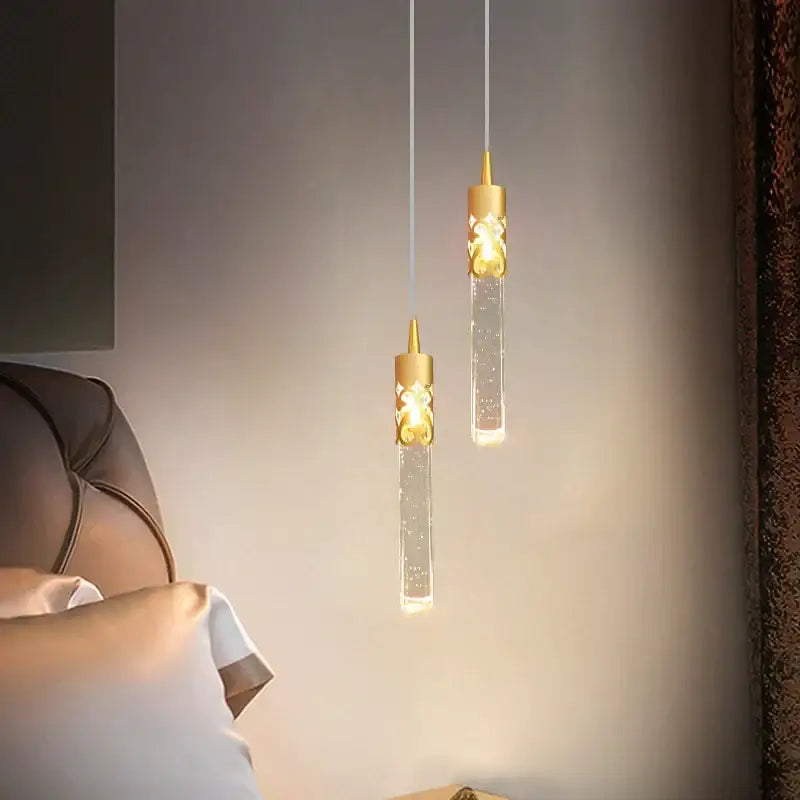 Gold Crystal 2-Head Dining Room Pendant Lamp