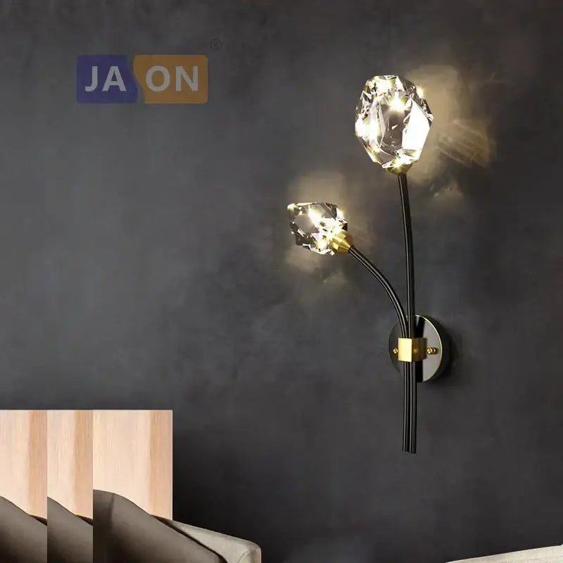 Black Gold Crystal Sconce Sleek Modern Design