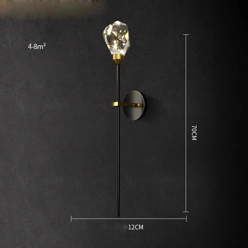 Black Gold Crystal Sconce Sleek Modern Design