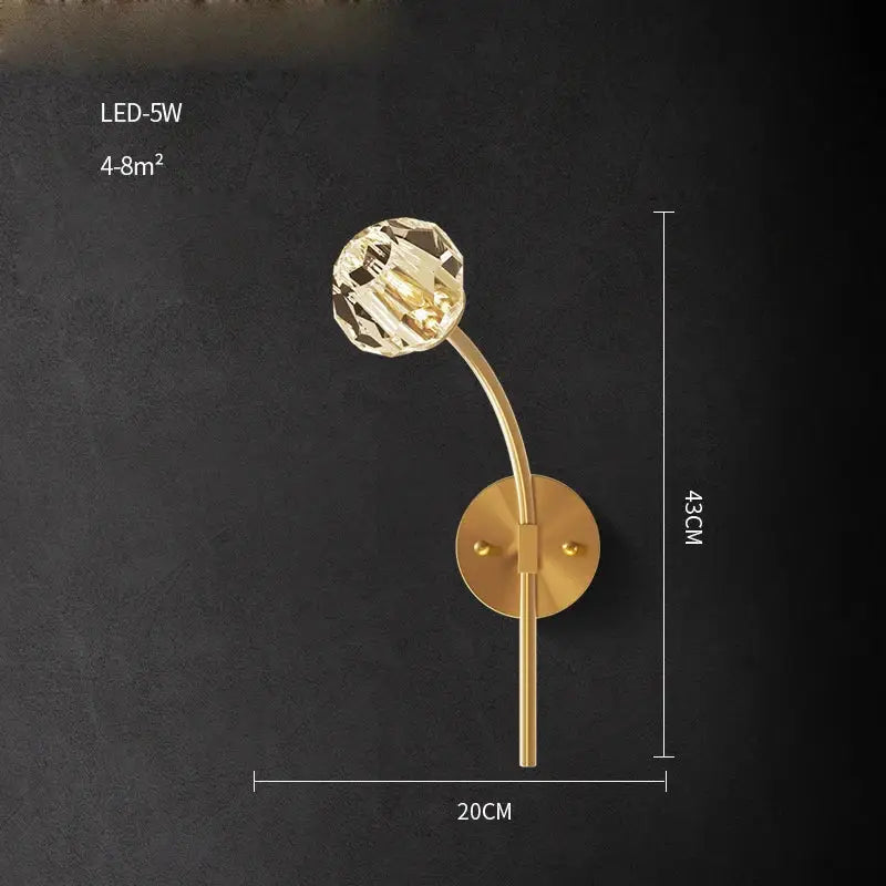 Black Gold Crystal Sconce Sleek Modern Design