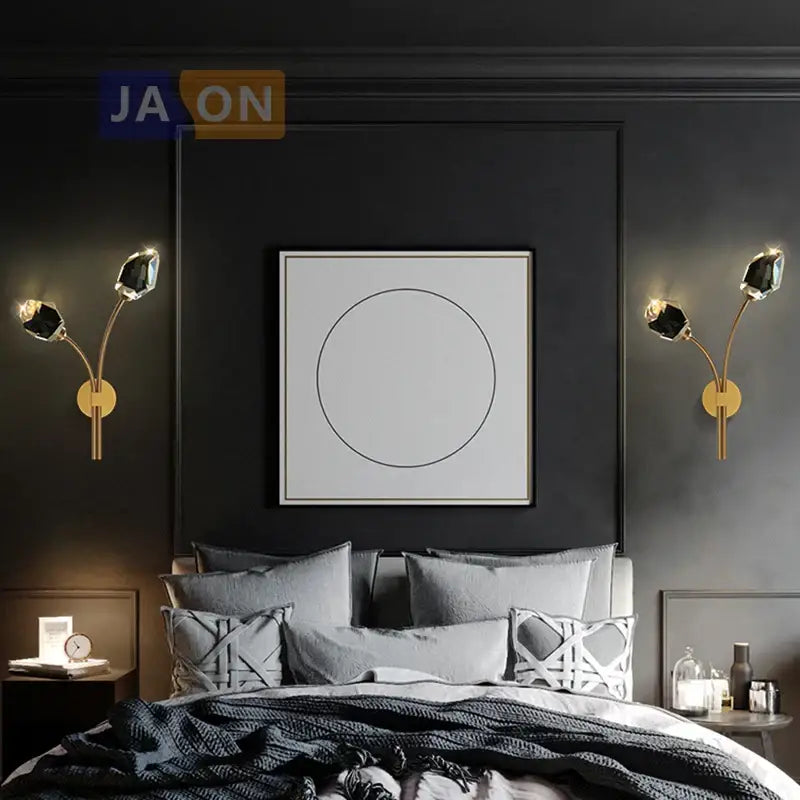 Black Gold Crystal Sconce Sleek Modern Design