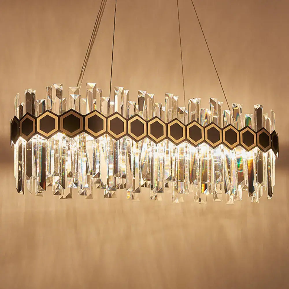 Black Crystal Oval Chandelier