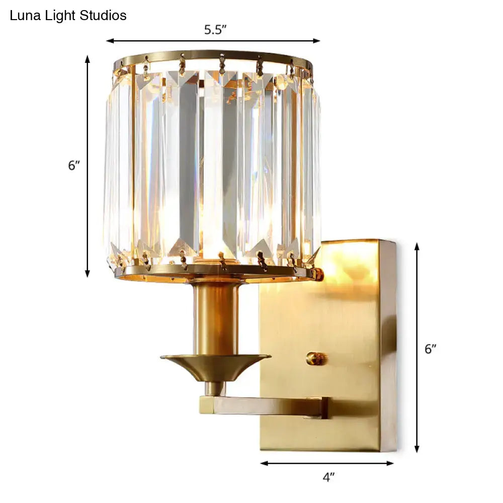Black Gold Crystal Cylindrical Wall Sconce
