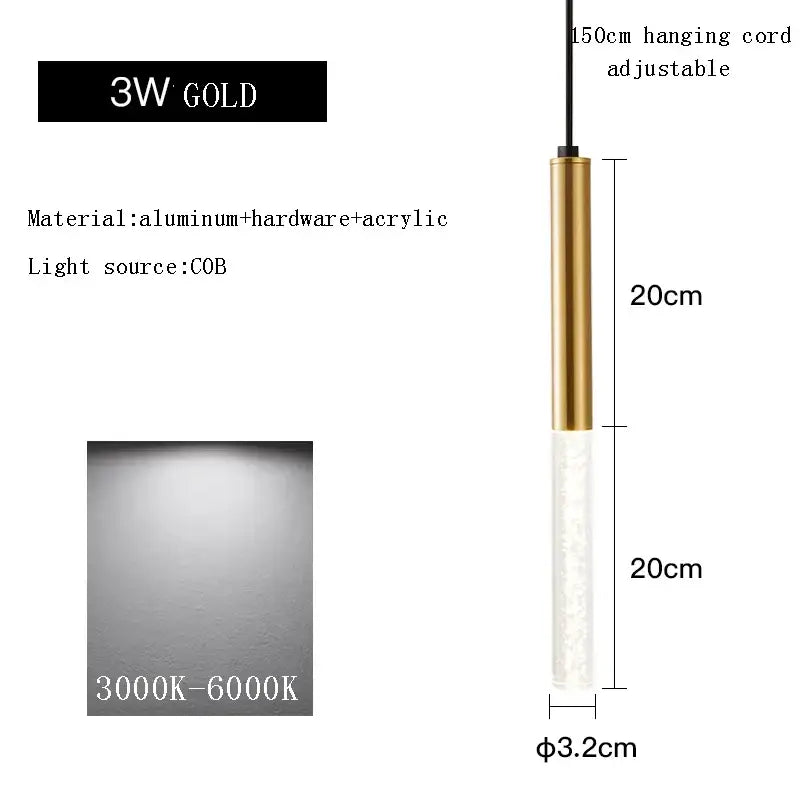 Gold Cylinder Pendant Light