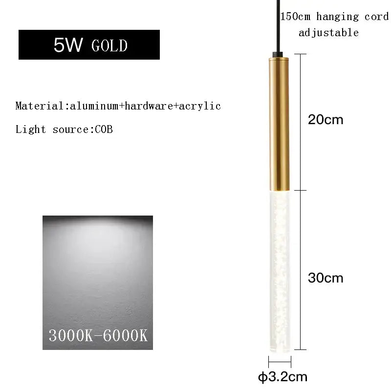 Gold Cylinder Pendant Light
