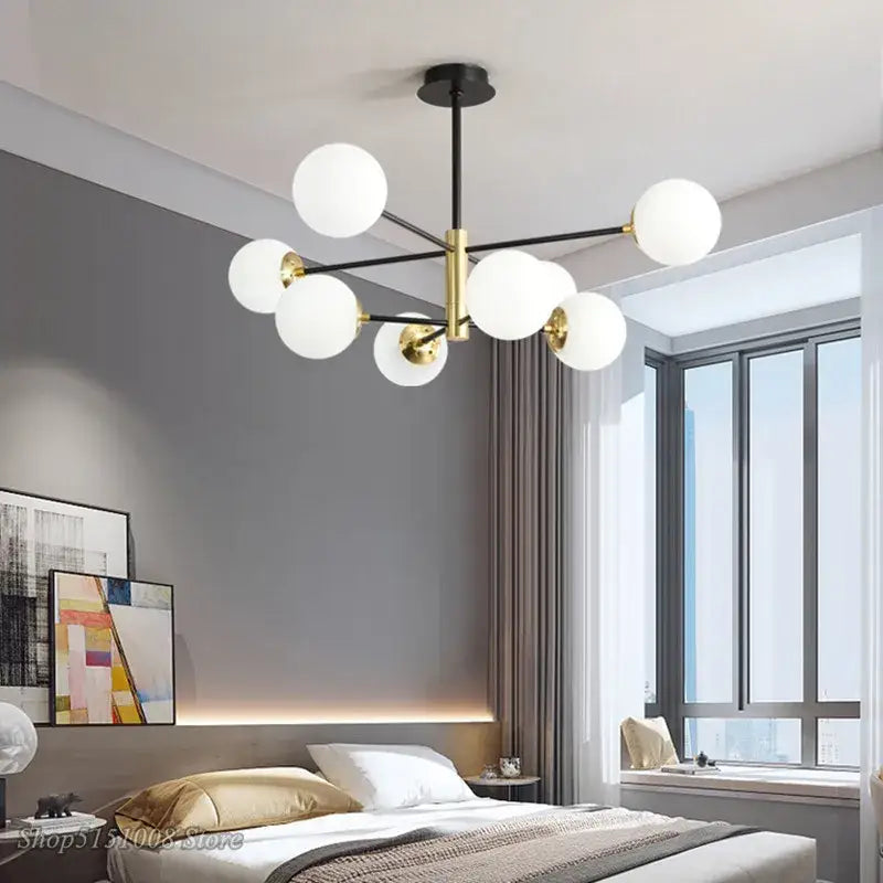 Amber Glass Ball Chandelier 4-Color Options