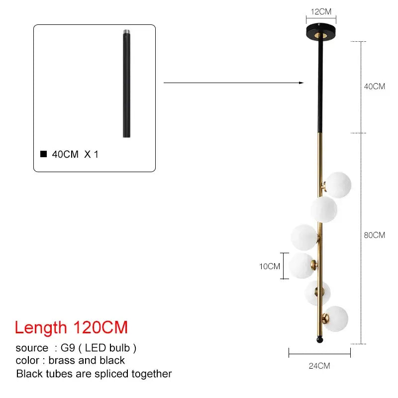 Black Gold Pendant Light with Six-Head Design