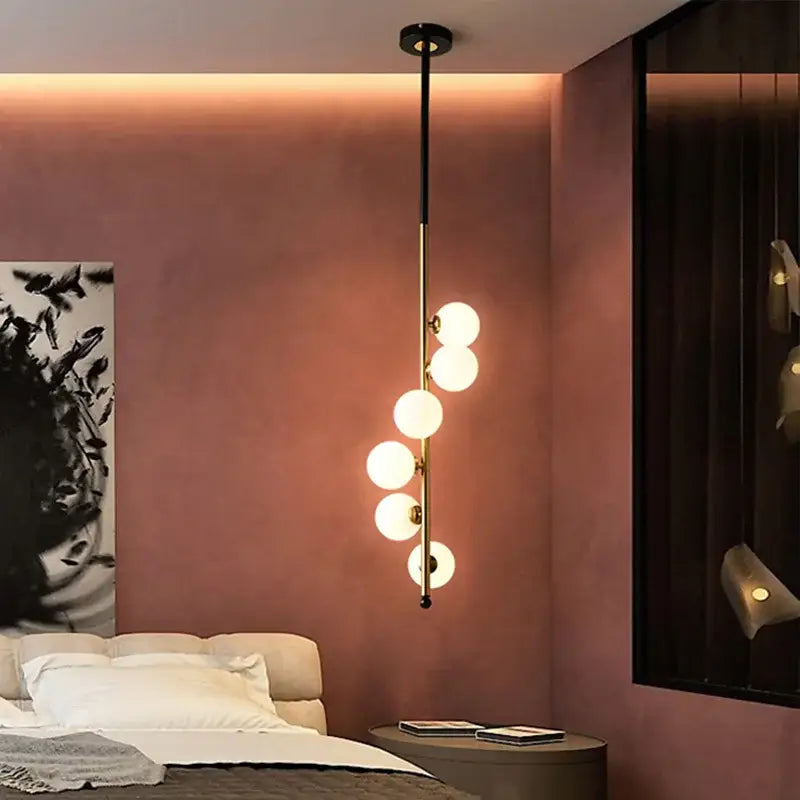 Black Gold Pendant Light with Six-Head Design