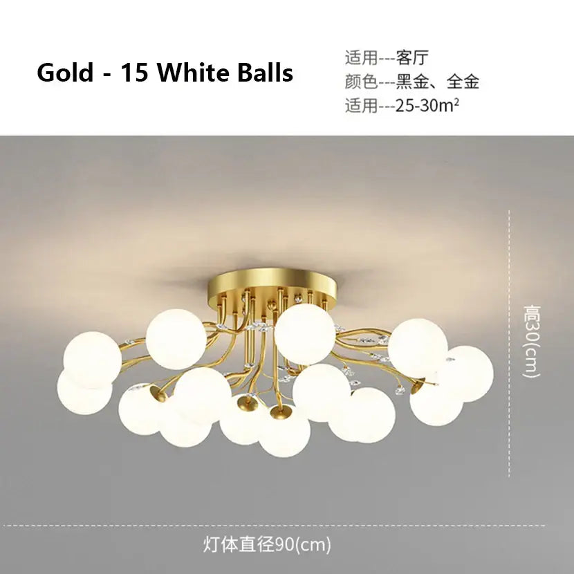 Gold Black Ceiling Light with Bubble Ball Design