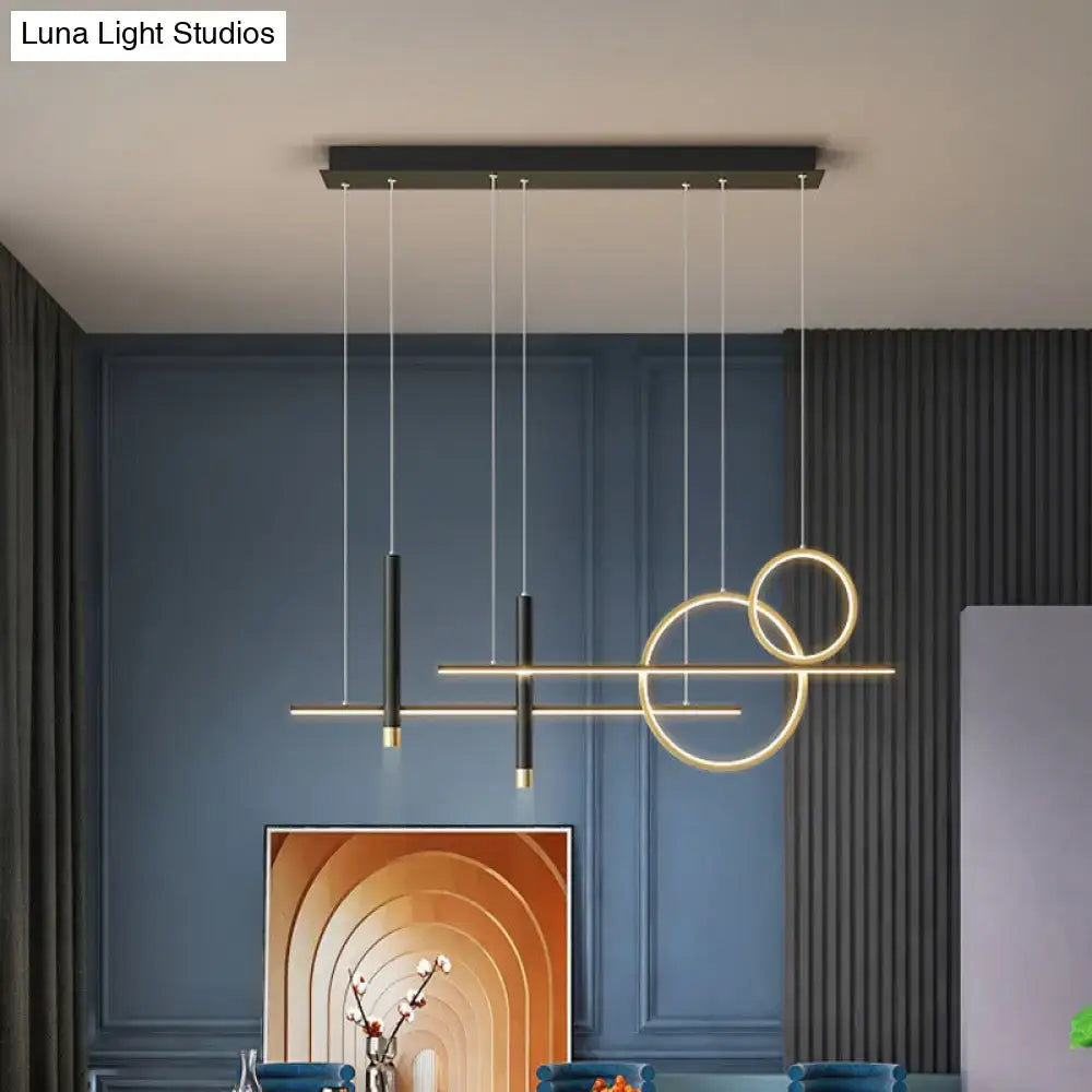 Black Gold Acrylic Six-Light Island Pendant