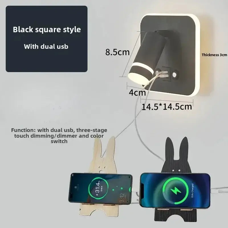 Black USB Reading Wall Lamp
