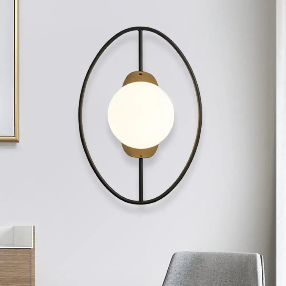Gold Halo Ring White Orb Wall Lamp