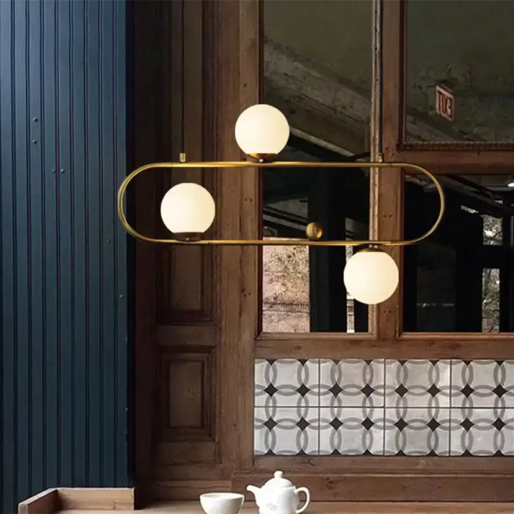 Gold Opal Glass Chandelier