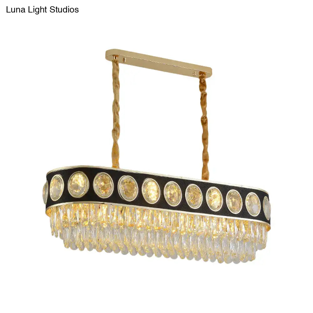 Black Crystal Oval Dining Table Chandelier