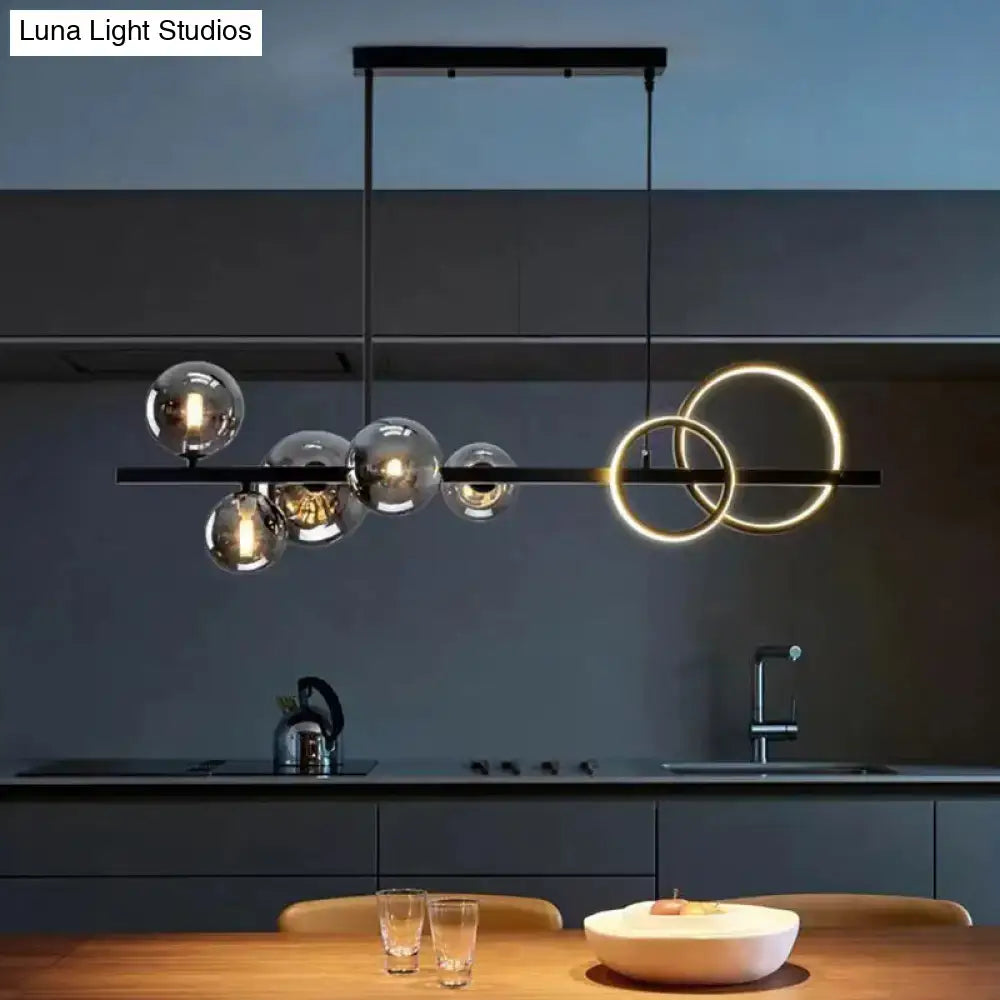 Black Gold Linear Clear Glass Pendant Light