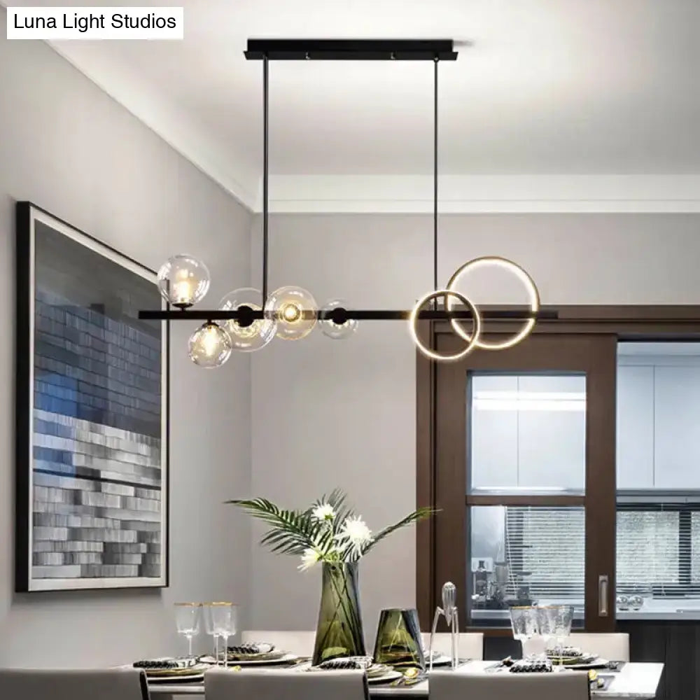 Black Gold Linear Clear Glass Pendant Light