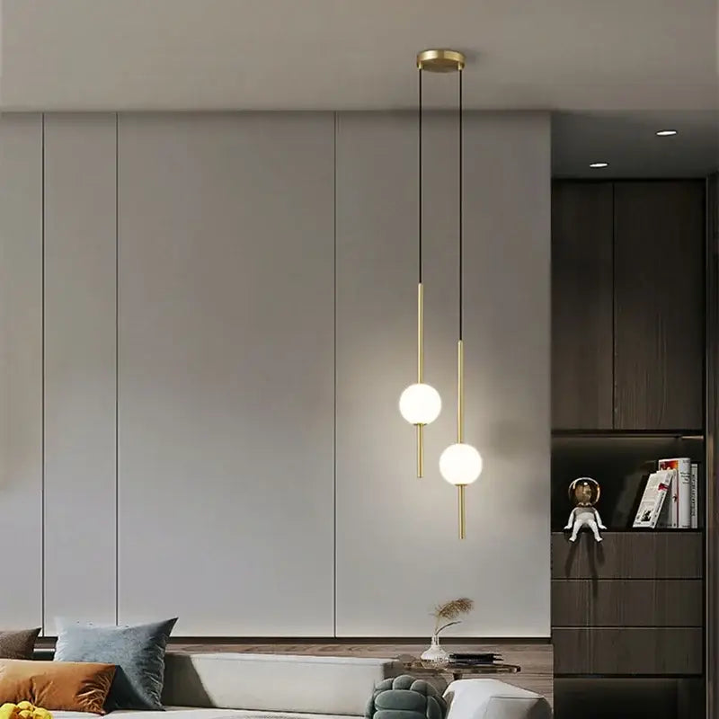 2-Light Gold Glass Tri-Color Pendant Light