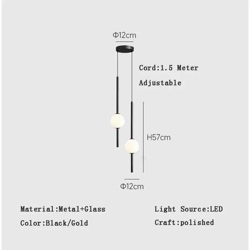 2-Light Gold Glass Tri-Color Pendant Light