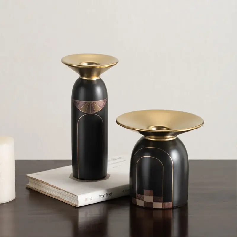 Gold Tray Vase Candlestick Set