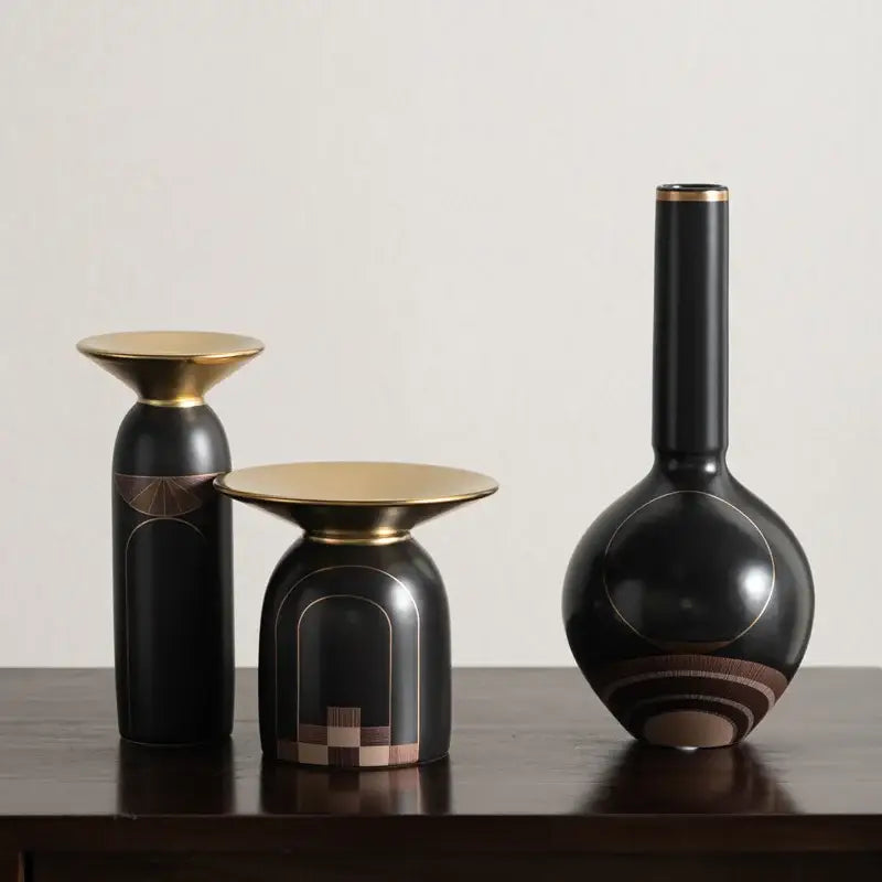 Gold Tray Vase Candlestick Set